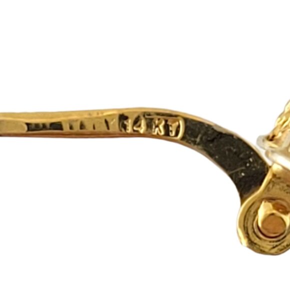 Vintage 14K Yellow Gold Curved Textured Hoop Earrings #14493 - Picture 4 of 7